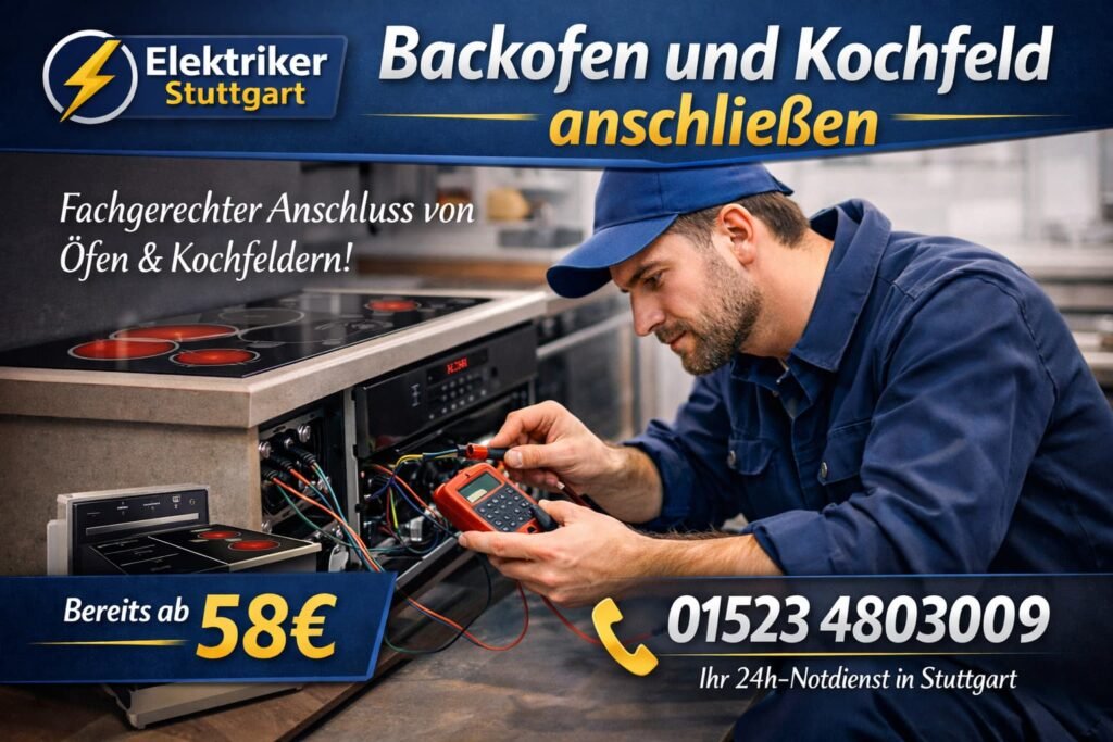 Fachgerechter Anschluss von Backofen und Kochfeld durch erfahrenen Elektriker, ab 58 €