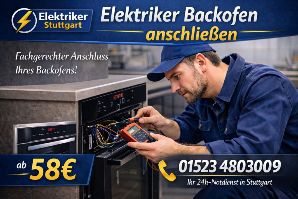 Professioneller Elektriker schließt Backofen fachgerecht an, inklusive Sicherheitsprüfung, ab 58 €