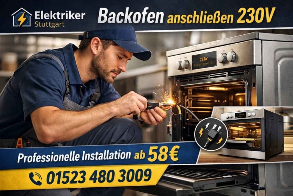 Elektriker Stuttgart beim Anschließen eines Backofens 230V in moderner Küche