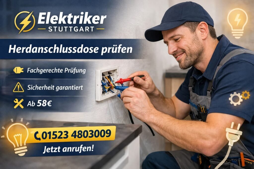 Elektriker Stuttgart prüft Herdanschlussdose in Küche – fachgerechte Kontrolle