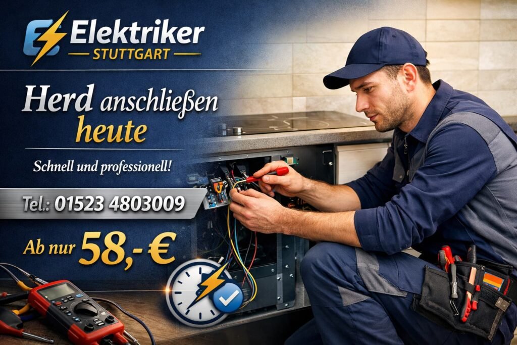 Elektriker schließt Herd fachgerecht an – Service heute verfügbar.