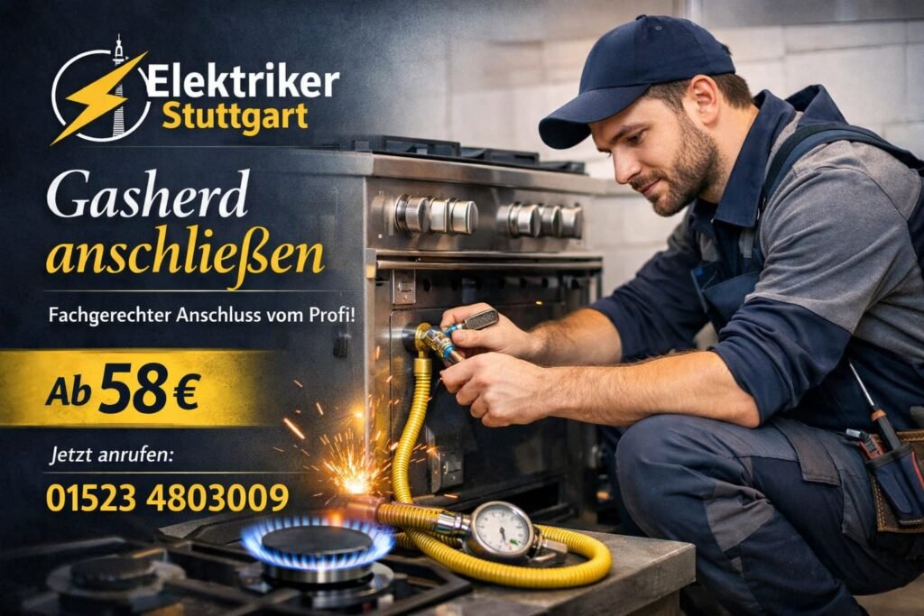 Elektriker Stuttgart Techniker schließt Gasherd fachgerecht an – Service ab 58€ mit schneller Terminvergabe