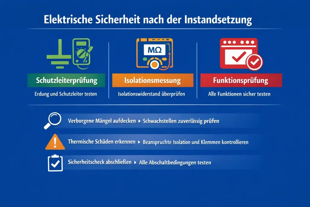 Elektrische Sicherheit nach der Instandsetzung: Schutzleiter, Isolationsmessung, Funktionsprüfung