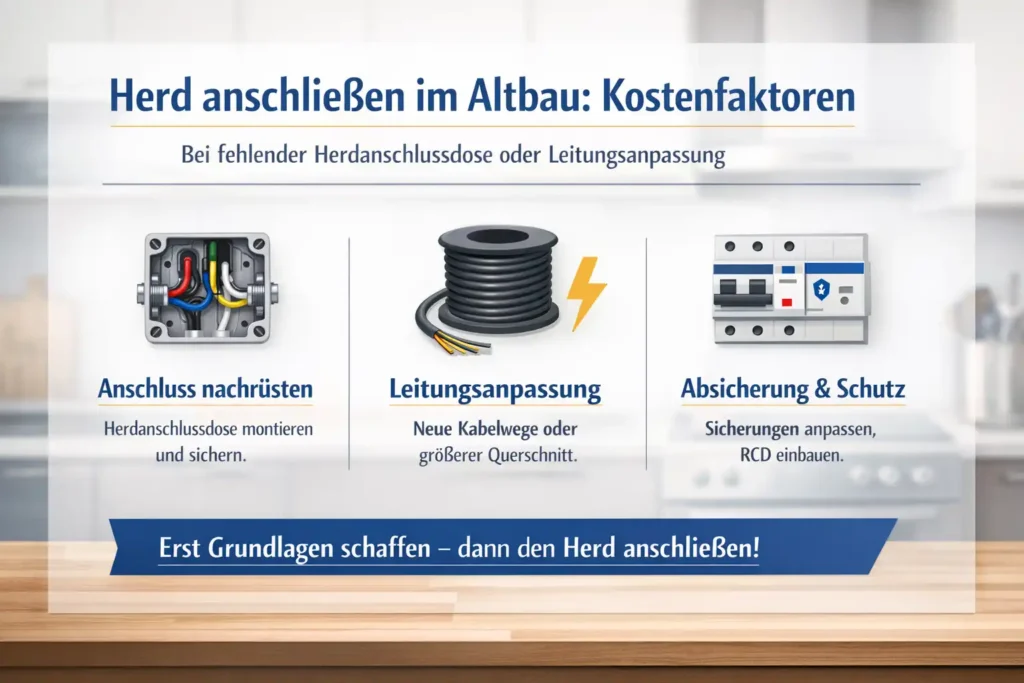 Welche Herd anschließen Kosten entstehen bei Altbau, fehlender Herdanschlussdose oder Leitungsanpassung?