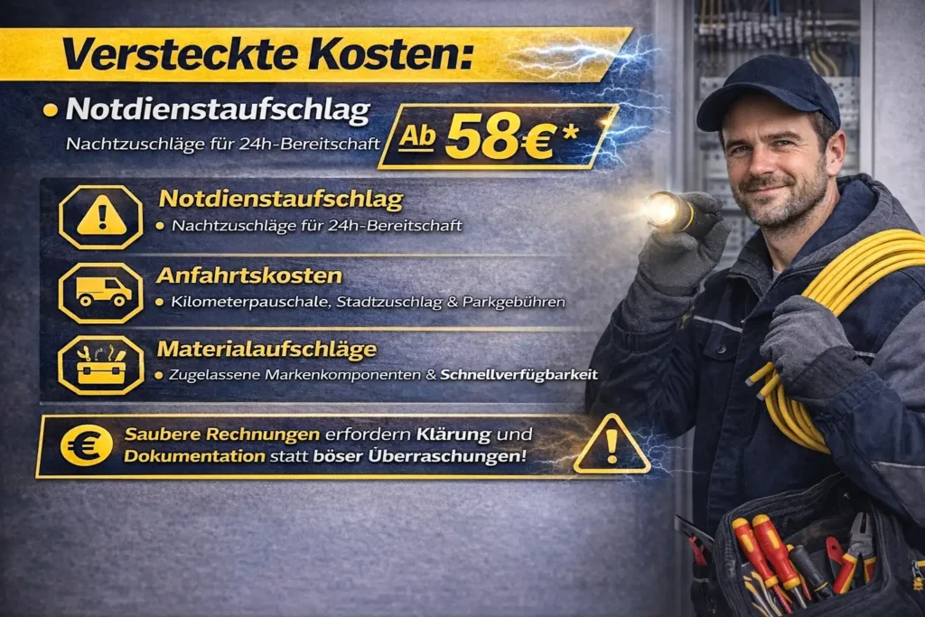 Versteckte Kosten: Notdienst, Anfahrt, Materialaufschläge