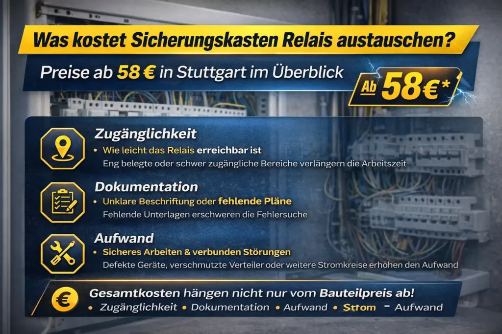 Was kostet sicherungskasten relais austauschen? Preise ab 58 € in Stuttgart im Überblick