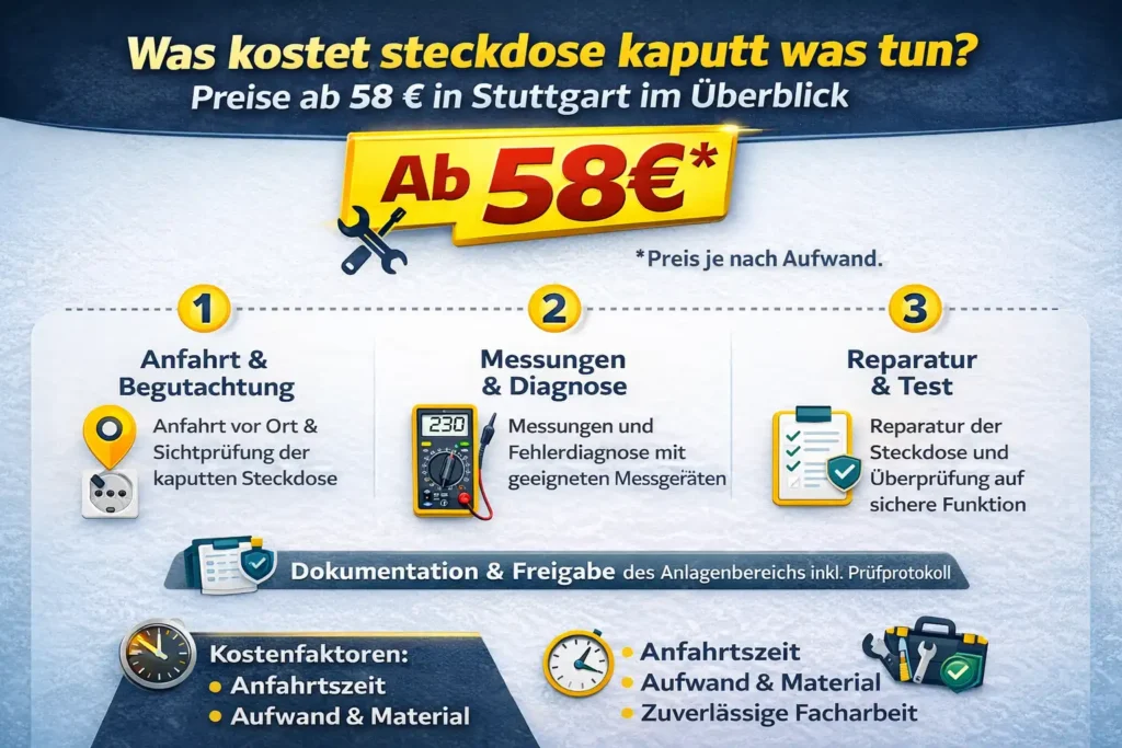 Was kostet steckdose kaputt was tun? Preise ab 58 € in Stuttgart im Überblick