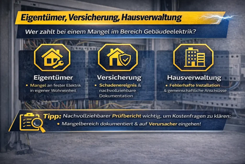 Wer zahlt: Vermieter, Eigentümer, Versicherung, Hausverwaltung