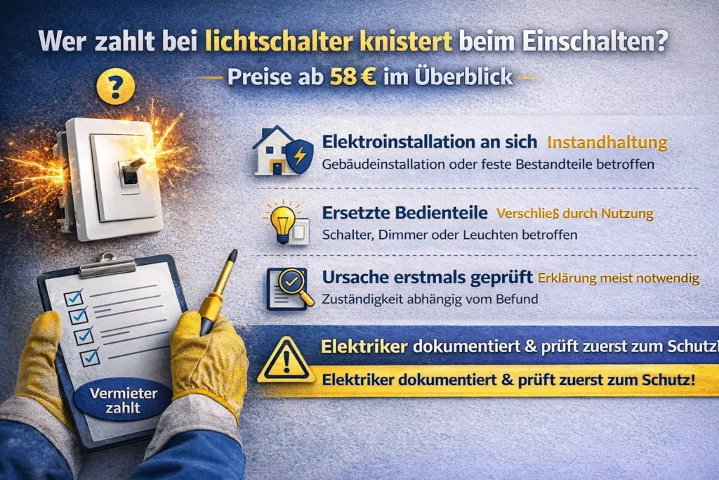Wer zahlt bei lichtschalter knistert beim einschalten?