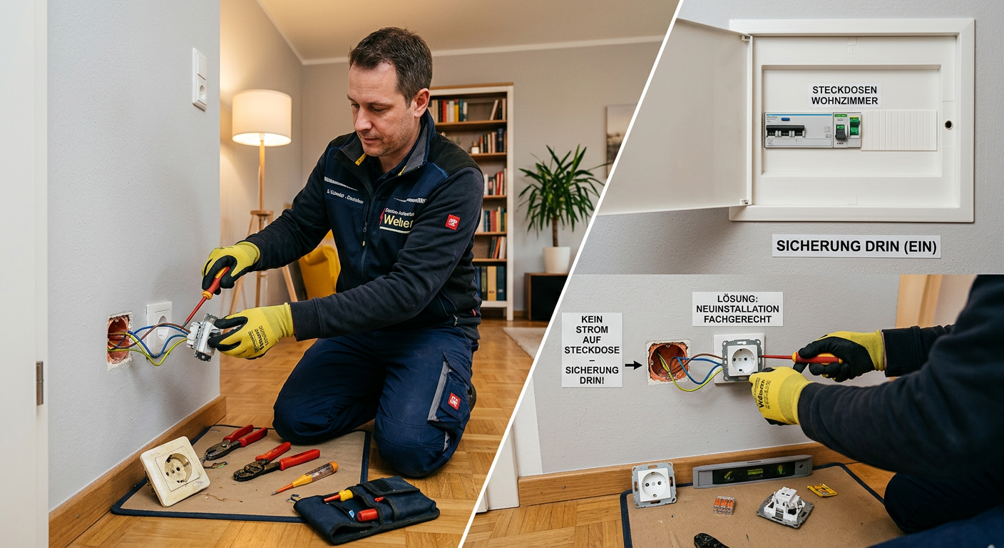 kein strom auf steckdose sicherung drin