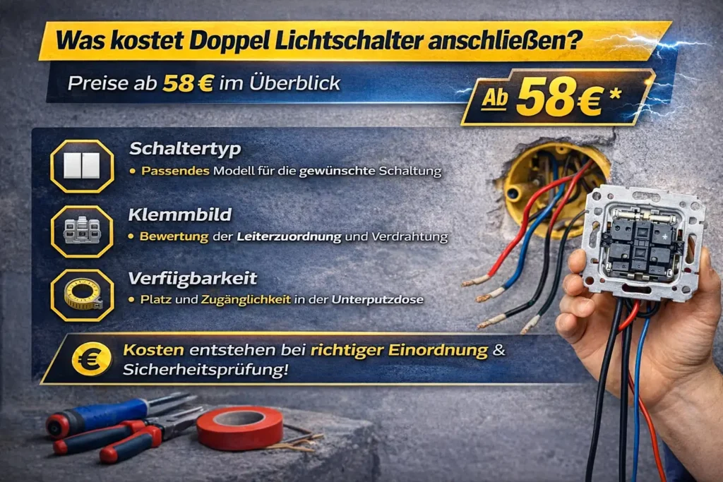 Was kostet doppel lichtschalter anschließen? Preise ab 58 € im Überblick